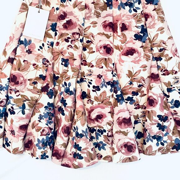NWT LC Lauren Conrad Runway floral scuba mini skirt Women 12 pink navy coquette - Picture 3 of 10